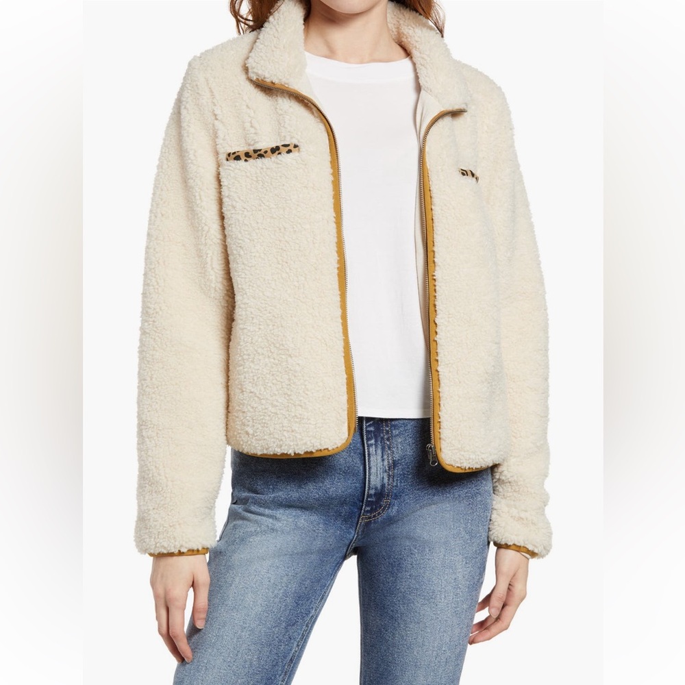 Thread & Supply Cream Teddy Jacket with Tan Accents